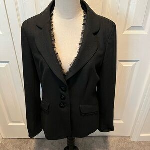 Classiques entier Elegant Black Women's Blazer with Lace Detail Size 10